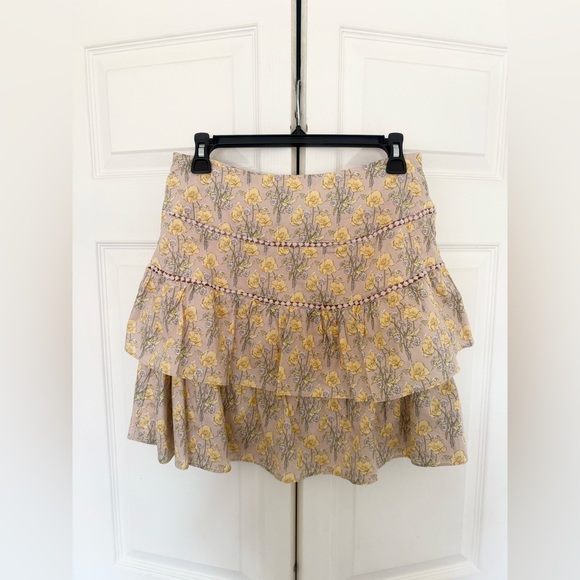 NWT Mable Chance of Sun Floral Two Piece Set Puff Sleeve Top Tiered Skirt Large - Picture 11 of 16
